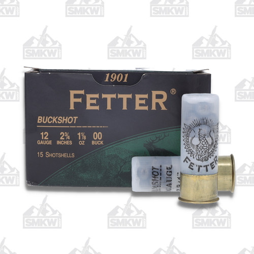 Ammo Inc. Fetter 12 Gauge Ammunition 2.75" 1.12oz. 00 Buck 15 Shells