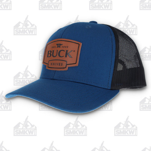 Buck Leather Logo Patch Trucker Cap Blue/Black