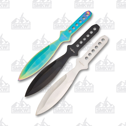 Perfect Point Three Piece Tri-Color Throwing Knife Set