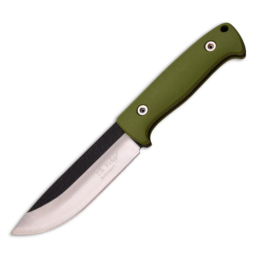 Elk Ridge Bushcraft Drop Point Green Fixed Blade Knife