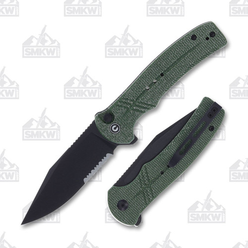 CIVIVI Cogent Folding Knife Green Micarta Partially Serrated