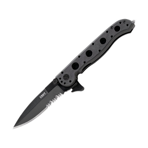 CRKT M16-13ZLEK 3.38in Plain Partially Serrated Black TiNi Spear Point CRM1613ZLEK