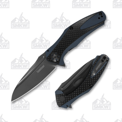 Kershaw Natrix Folding Knife Blue & Black 3.25in Plain Gray Wharncliffe Open Front and Closed Back