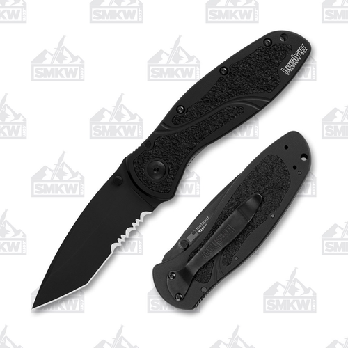 Kershaw Blur Folding Knife Blackout Tanto Partially Serrated