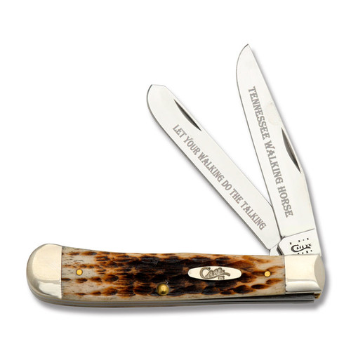 Case XX Tennessee Walking Horse Brown Jigged Bone Trapper Folding Knife CATNWH