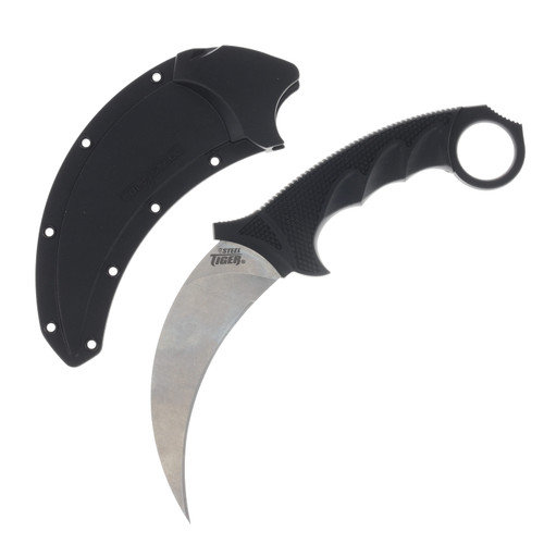 Cold Steel 49KST Steel Tiger Fixed Blade Karambit 4.75in Stonewash Blade CS49KST