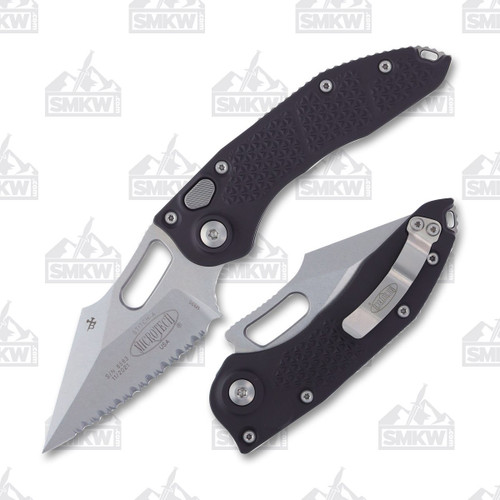 Microtech Stitch Out-The-Side Automatic Knife (S/E Stonewash F/S | Black)