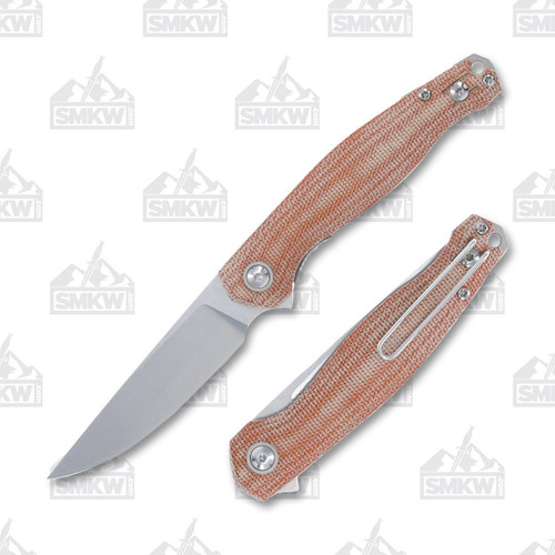 GiantMouse ACE Sonoma V2 Linerlock Folding Knife Stonewash Elmax/Natural Canvas Micarta GMSONOMAV2NM