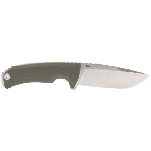 SOG Tellus Fx Olive Drab 4.2in Clip Point Stonewashed Fixed Blade