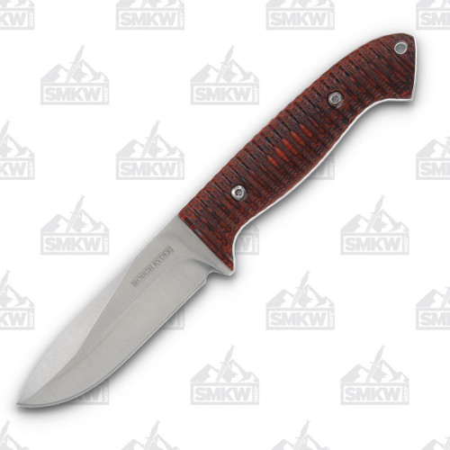 Rough Ryder Small Stacked Wood Hunter Fixed Blade Knife - Smoky