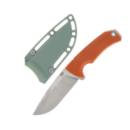 SOG Knives Tellus Fx Blaze Orange Fixed Blade 4.2in Stonewash Clip Point