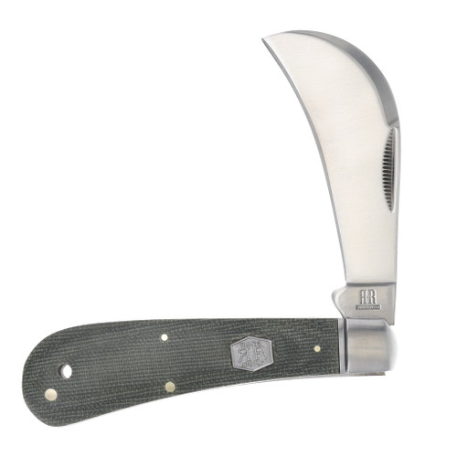 Rough Ryder Classic Micarta Folding Knife Green 3in Plain Hawkbill