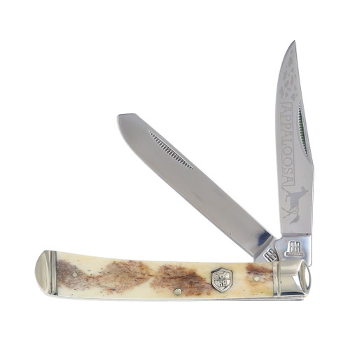 Rough Ryder Trapper Folding Knife Brown Appaloosa Bone RR1406