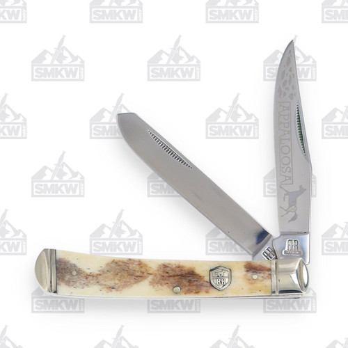 Rough Ryder Brown Appaloosa Bone Trapper Folding Knife