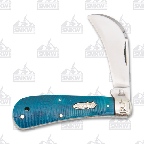 Rough Ryder Black & Blue Jigged Bone Hawkbill Folding Knife