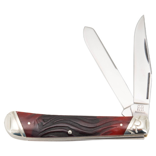 Rough Ryder Red Worm Groove Bone Trapper Folding Knife RR2054