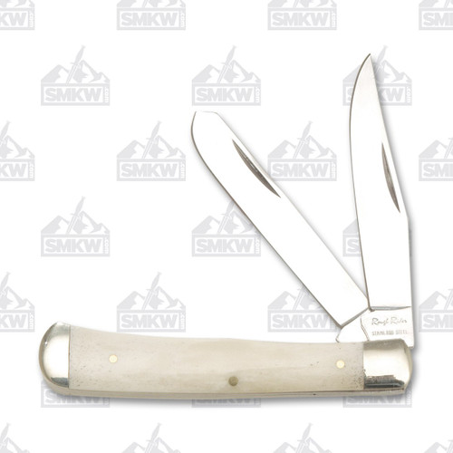 Rough Ryder Trapper Folding Knife White Smooth Bone