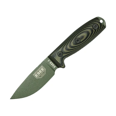 ESEE 3 Fixed Blade OD Green and Black 3D G10 3.88in Plain OD Green ESEE3PMOD003