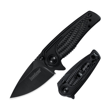 Kershaw Spoke Folding Knife 2 Inch Plain Black Oxide Coated Drop Point KS1313BLK