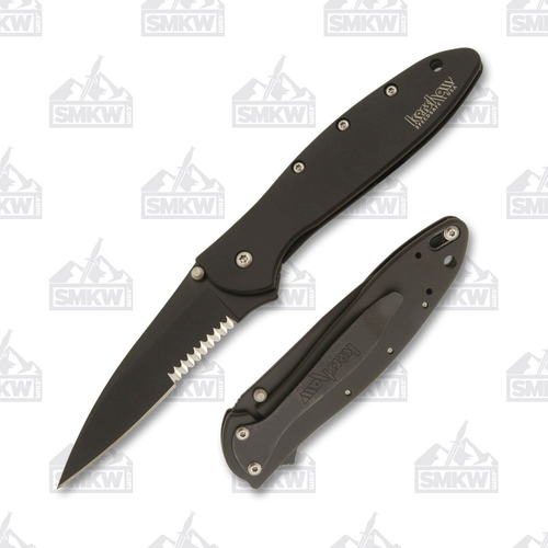 Kershaw Leek Assisted Folding Knife 3in Black Serrated Drop Point Blade
