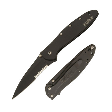 Kershaw Leek Assisted Folding Knife 3in Black Serrated Drop Point Blade KS1660CKTST