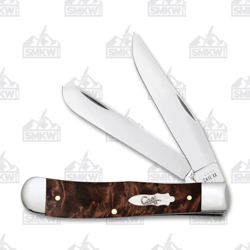 Case Brown Maple Burl Wood Trapper Folding Knife