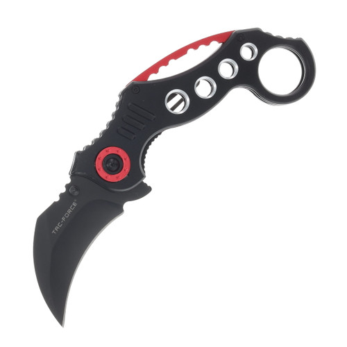 Tac-Force Karambit Red and Black Folding Knife MCTF578BK
