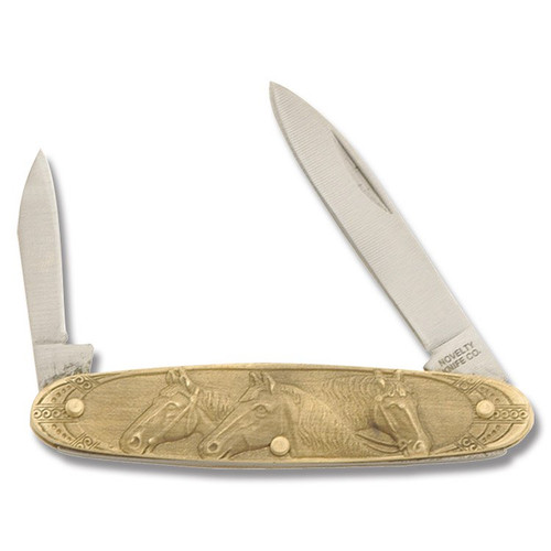 Novelty Knife Co Brass Folding Knife Horses