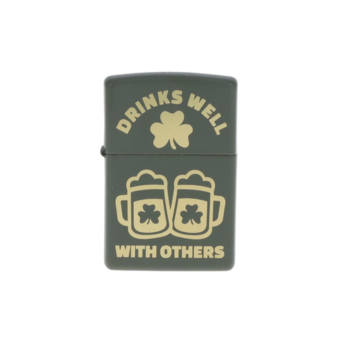 Zippo Lighter Drinks Well with Others Green Matte Finish ZP403998