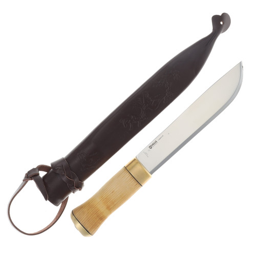 Helle Lappland Fixed Blade Knife 12C27/Birch with Engraved Leather Sheath HF70