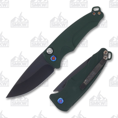 Medford Smooth Criminal Auto 3in Drop Point S45VN Steel Green Flamed