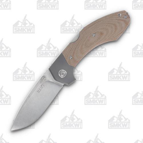 MKM Hero Folding Knife 3.75” Drop Point Plain Brown Canvas Micarta