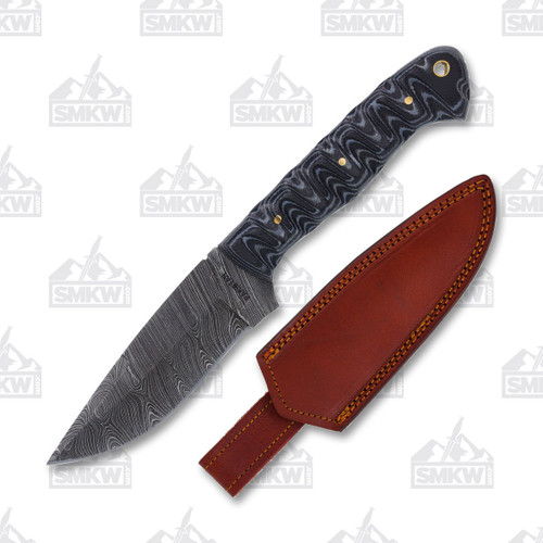 Charcoal Grooved Damascus Hunter Fixed Blade Knife