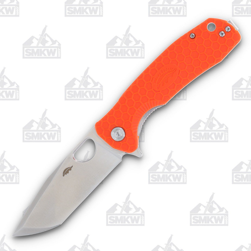 Honey Badger Large Folding Knife Orange 3.63in Plain Satin Tanto 1