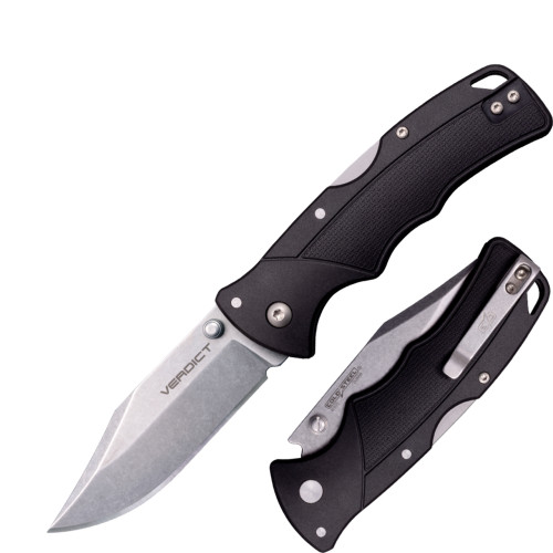 Cold Steel Verdict Black Folding Knife 3in Stonewashed Clip Point