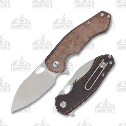 GiantMouse ACE Biblio Linerlock Folding Knife Satin M390/Bronze and Micarta GMBIBLIBZNI