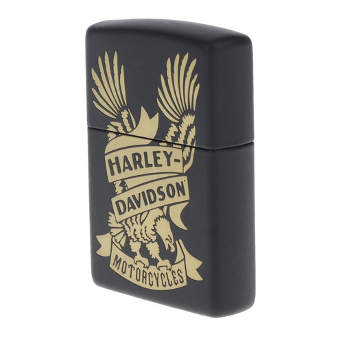 Zippo Lighter Harley Davidson Eagle Tattoo Design Black Matte 1