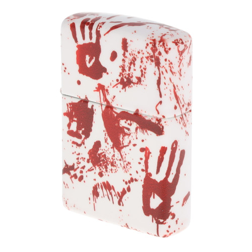 Zippo Lighter White Matte Bloody Hands 1