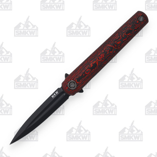 MKM Flame Folding Knife PVD Red Lava Handle 2.83in Dagger