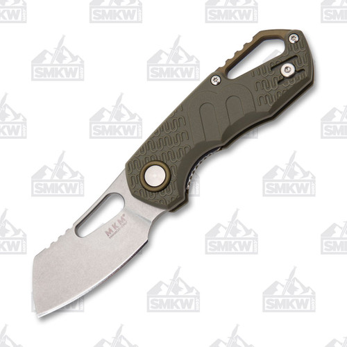 MKM Isonzo Voxnaes Folding Knife 1.93in Stonewash Cleaver Green FRN
