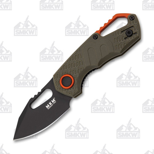 MKM Isonzo Voxnaes Folding Knife 1.93in Black Clip Point OD Green FRN
