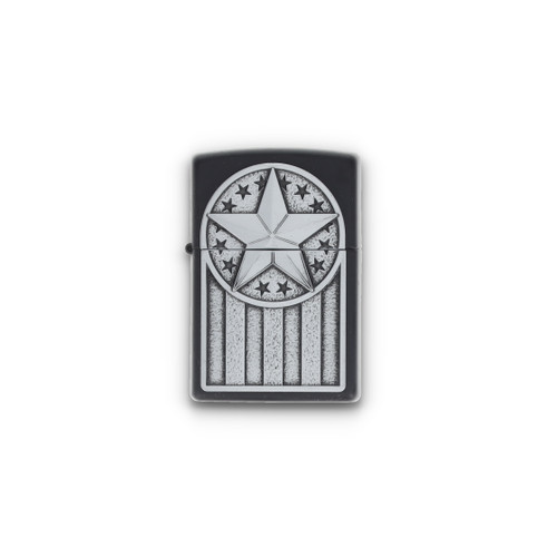 Zippo American Star Metal Emblem Black Matte Lighter