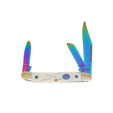 Frost Silverhorse Stoneworks Jigged Bone Rainbow Stockman Folding Knife