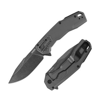 Kershaw Cannonball Folding Knife Gray 3.5in Plain Blackwash Drop Point