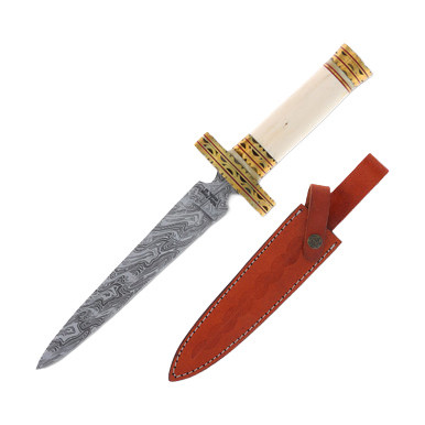 Frost Cutlery Valley Forge White Smooth Bone Damascus Dagger Knife