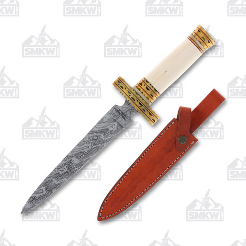 Frost Cutlery Valley Forge White Smooth Bone Damascus Dagger Knife