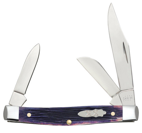 Case Purple Barnboard Bone Square Bolster Medium Stockman Folding Knife