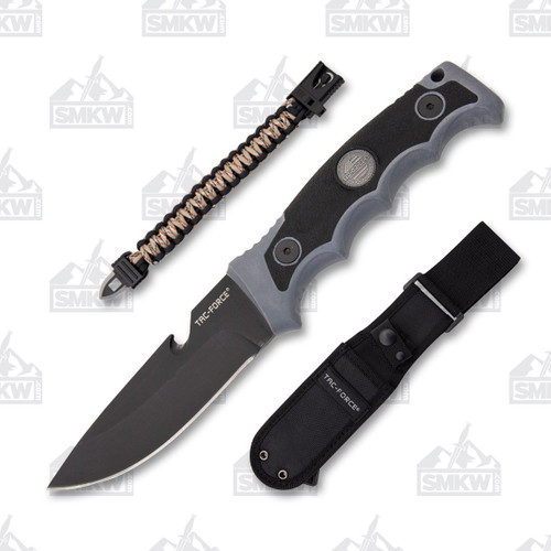 Tac Force Gray Survival Fixed Blade 4.5in Drop Point and Bracelet Set