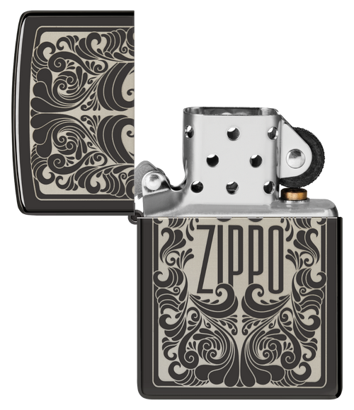 Zippo High Polished Black Laser Engraved Zippo Lighter