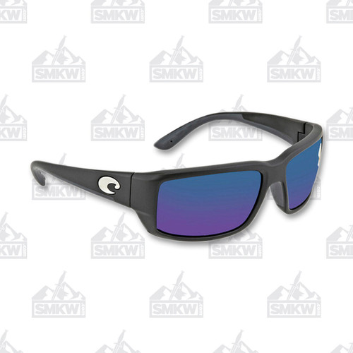 Costa Del Mar Fantail Sunglasses Matte Black Frame and 580P Blue Mirror Polarized